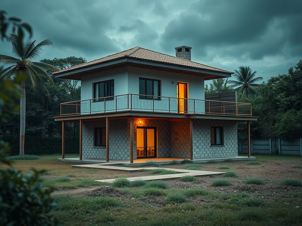 Casa com piso de madeira